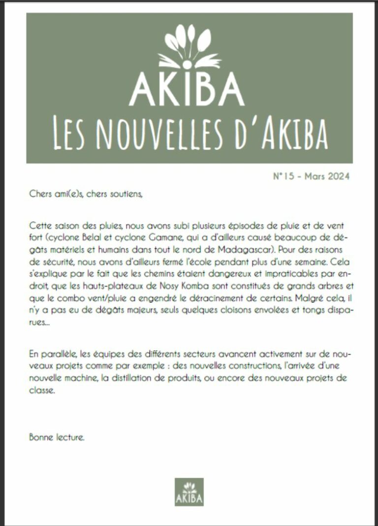 Lire la suite à propos de l’article AKIBA Newsletter 15 – Mars 2024
